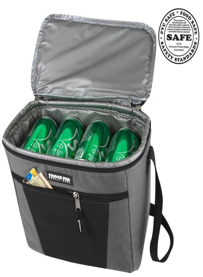 Fridge Pak Insulated Adult Lunch Box & 12 Can Large Capacity Can Cooler Bag (Grey/Black) - Image 3